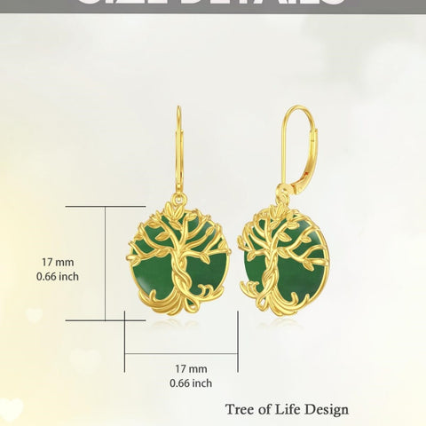 14K Gold Plated Natural Jade  Earrings for Women Good Fortune Jewelry Birthday Mother's Day Gifts