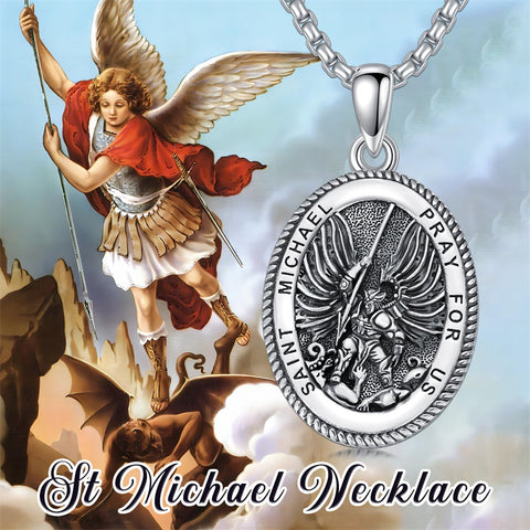 Sterling Silver Saint Joseph St Michael Saint Peter Saint Christopher Religious Pendant Necklace