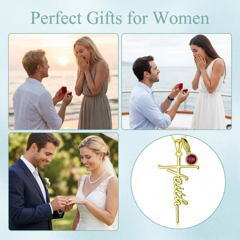 14K Gold Plated Cross Necklace for Women