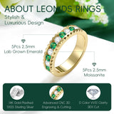 14K Gold Plated Moissanite or Lab-Grown Emerald Dainty Eternity Wedding Rings Birthday Jewelry for Her