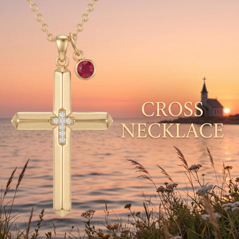 10K 14K 18K Gold Cross Pendant Necklace Religious Jewelry Gifts for Men and Women