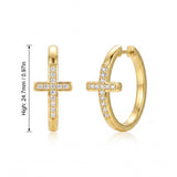 14K Gold Plated Cross Hoop Earrings  for Women Birthday Mothers Day Christmas Jewelry Gift