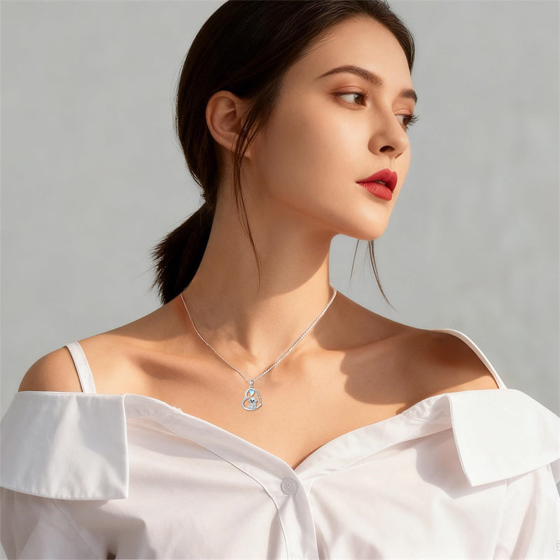 Sterling Silver Moonstone Pug Chihuahua Poodle German Shepherd Maltese Pendant Necklace Engraved wth I Love You Forever