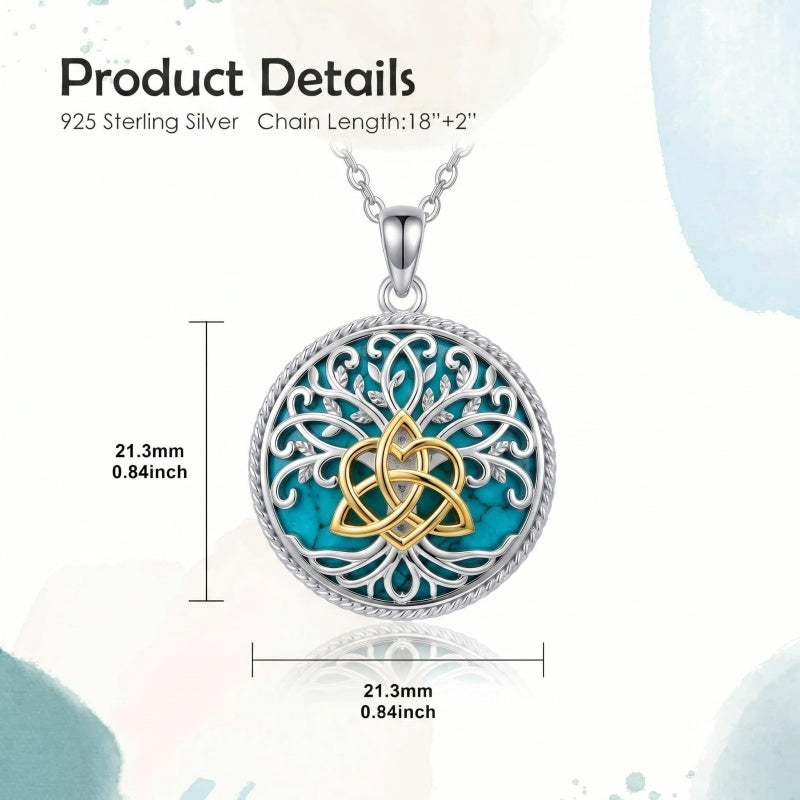 Sterling Silver Turquoise Sun and Moon AA Sobriety Celtic Knot Cross DNA Star of David Tree of Life Pendant Necklace