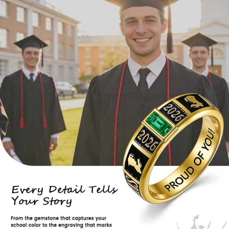Copper Personalized Engraved Birthstone High School College Class Ring