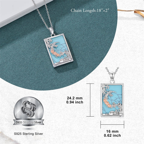Sterling Silver Turquoise Empress The Lovers  The Moon Wheel Of Fortune The Sun Tarot Card Pendant Necklace