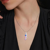 Sterling Silver Personalized  Birthstone Engraved Pendant Necklace for Women