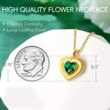 14K Gold Plated Lab-Grown Emerald Pendant Necklaces for Women