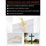 14K Gold Plated Cross Pendant Necklace for Women