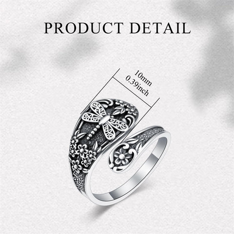 Sterling Silver Oxidized Dragonfly Butterfly Hummingbird Sea Turtle Anchor Cross Tree of Life Sunflower Spoon Ring