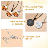 Stainless Steel Round Customized Engraved  Photo Pendant Necklace