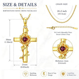 Birthstone Cross 14K Gold Plated Pendant Rose Cross Necklace for Women