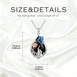 Sterling Silver Obsidian Bunny Cat Elephant Dog Fox Teardrop Pendant Necklace