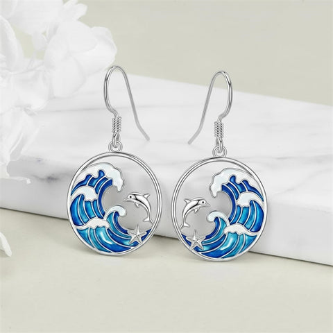 Sterling Silver Dolphin Dangle Earrings