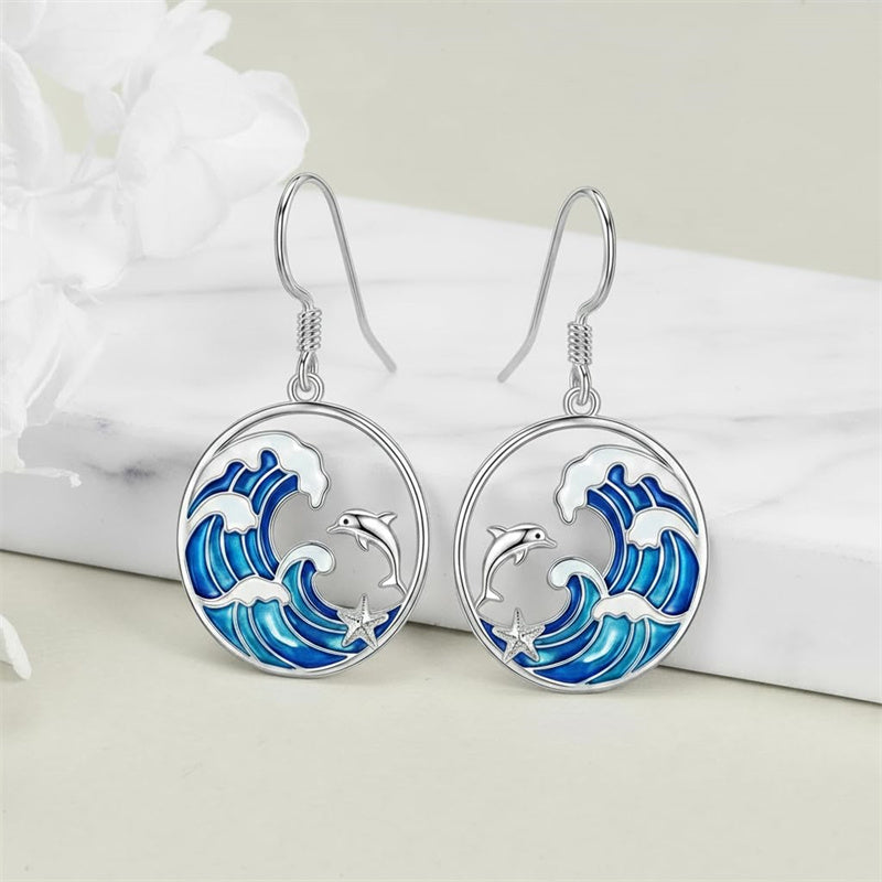 Sterling Silver Dolphin Dangle Earrings