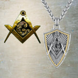 14K Gold Plated Masonic Cross Compass St Michael St Christopher Santa Muerte Star of David Pendant Necklace