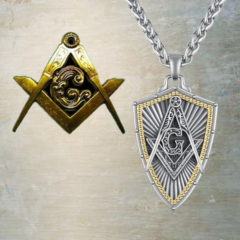 14K Gold Plated Masonic Cross Compass St Michael St Christopher Santa Muerte Star of David Pendant Necklace