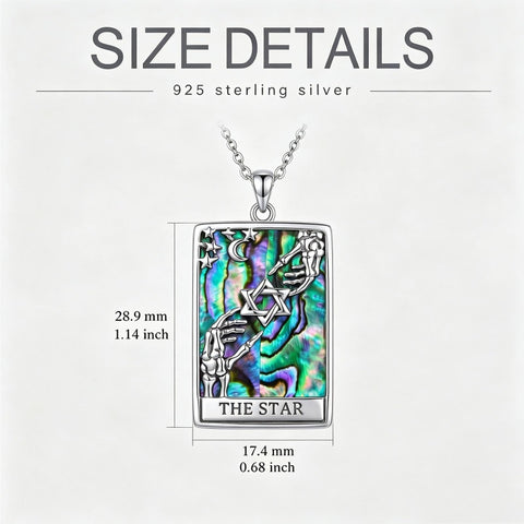 Sterling Silver Abalone Shell Tarot Card Pendant Necklace Gifts for Birthday Halloween Anniversary Valentine’s Day