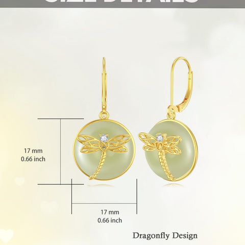 14K Gold Plated Natural Jade  Earrings for Women Good Fortune Jewelry Birthday Mother's Day Gifts