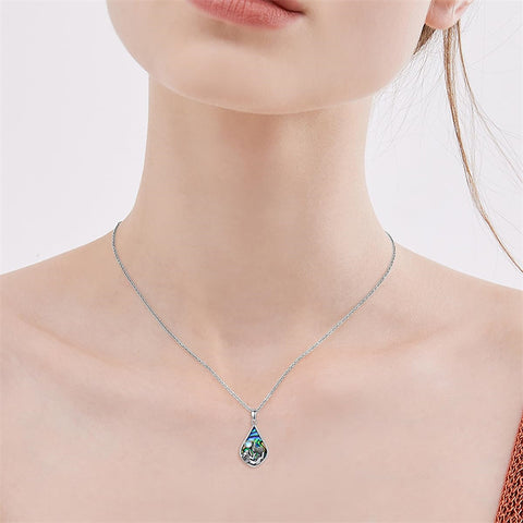 Sterling Silver Abalone Shell Moonstone Fox Pendant Necklace