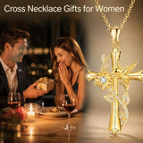 14K Gold Plated Cross Necklace for Women