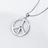 Sterling Silver Peace Sign Pendant Necklace