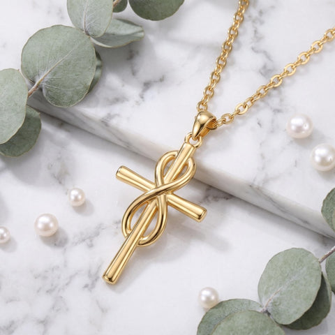 10K 14K 18K Gold Cross Pendant Necklace Religious Jewelry Gifts for Men and Women