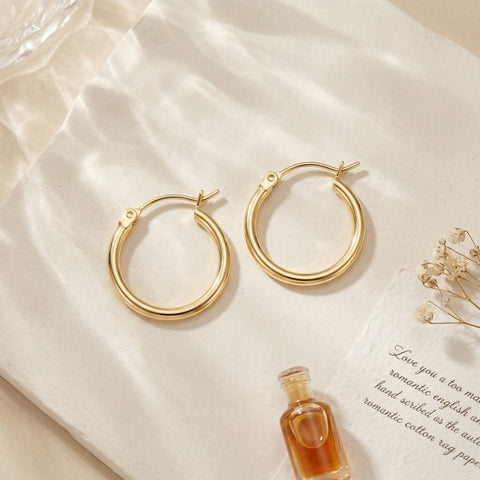 14K Gold Plated  Hoop Earrings for Women