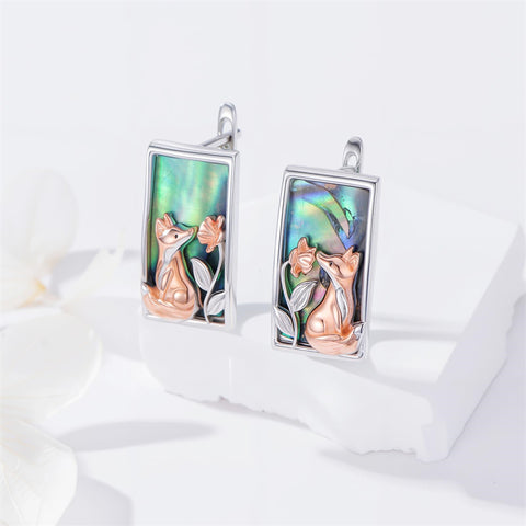 Sterling Silver Abalone Shell Mountain Cat Dog Fox Dragonfly Hummingbird Earring