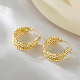 14K Gold Plated Twisted Chunky Hoop  Earrings for Women