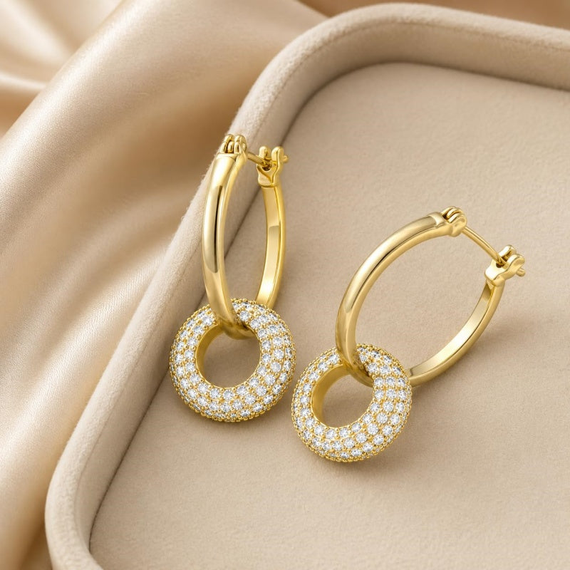 14K Gold Plated Cubic Zirconia Knot  Earrings for Women