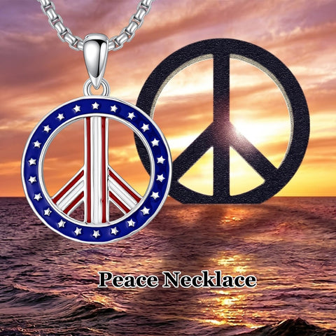 Sterling Silver Peace Sign Coexist Peace Symbol Pirate Tree of Life Thor's Hammer Wolf Raven Viking Series Necklace