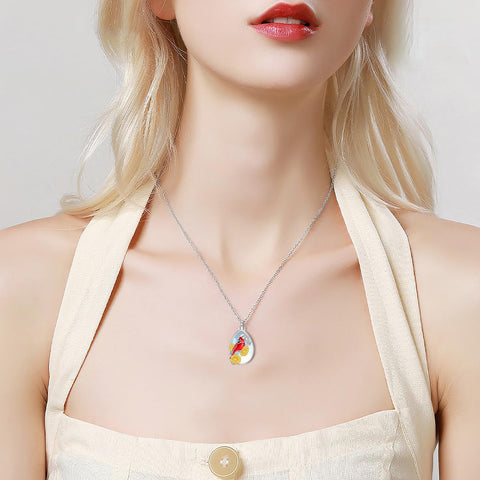 Sterling Silver Moonstone Cardinal Urn Necklace for Ashes