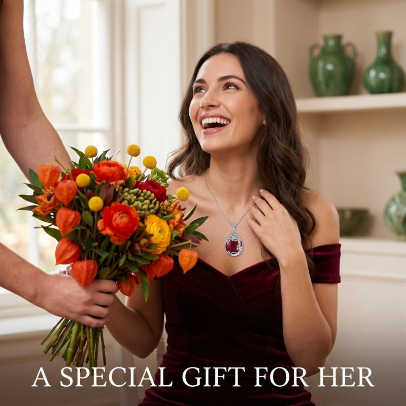 14K Gold Plated Teardrop Tree of Life Necklace for Women