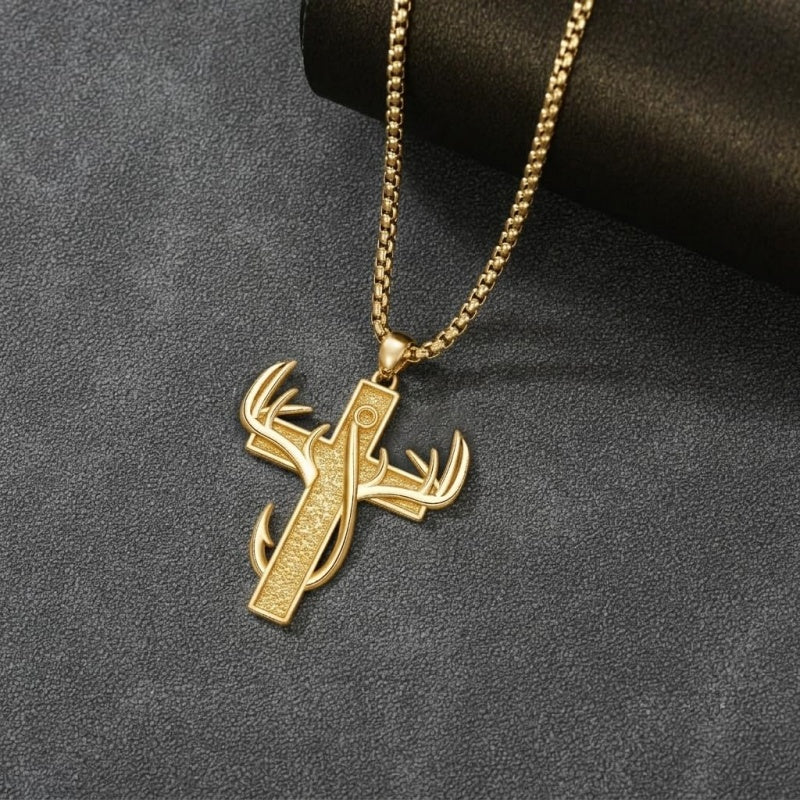 14K Gold Plated Cross Pendant Necklace for Men Religious Jewelry Christian Gift