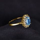 14K Yellow Gold Plated Birthstone Halo Engagement Rings for Women