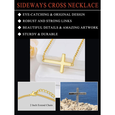 14K Gold Plated Cross Pendant Necklace for Women