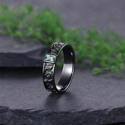 Sterling Silver 10K 14K 18K Gold Natural Leaf  Moss Agate Engagement Anniversary Couple Ring Sets