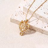 14K Gold  Plated Birthday Anniversary Rose Heart Pendant Necklace for Women