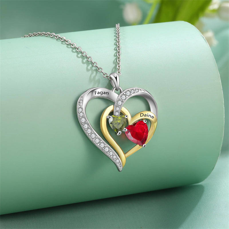 Sterling Silver Personalized Name Birthstone Mothers Necklace for Women