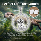 Sterling Silver Cubic Zirconia Raccoon Cat Dog Corgi Otter Highland Cow Pendant Necklace Gift for Birthday Christmas