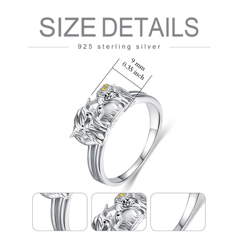 Sterling Silver Family Highland Cow Ring Animal Ring