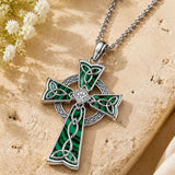 14K Gold Plated Celtic Vikin Cross Pendant Necklace Irish Jewelry Religious Protective Gift