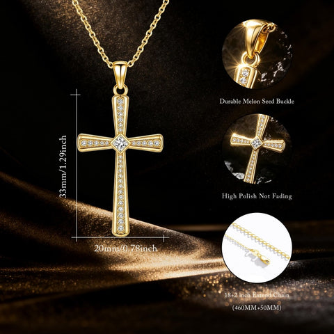 14K Gold Plated  Cross Necklace for Women Christian Jewelry  Birthday Christmas Gift