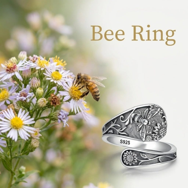 Sterling Silver Turquoise Hummingbird Butterfly Sunflower Adjustable Spoon Ring