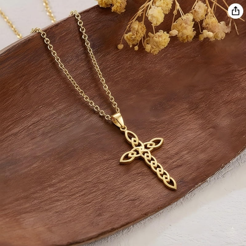 14K Gold Plated Cross Infinity  Pendant Necklace  for Women