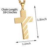 14K Gold Plated Personalized Engraved American Flag Cross Pendant Necklace