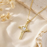 Minimalist Cross Pendant Necklace 14K Gold Plated for Women Faith Jewelry Religious Gifts