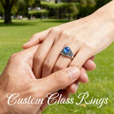 Sterling Silver Personalized Men's Class Ring Custom Graduation Ring