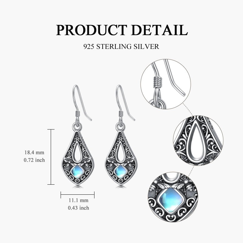 Sterling Silver Moonstone Filigree Bee Dragonfly Hummingbird Butterfly Dangle Earrings for Women Christmas Gift